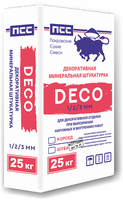 Декоративная минеральная штукатурка DECO «ШУБА - КОТТЕДЖ» (зерно - 2мм)